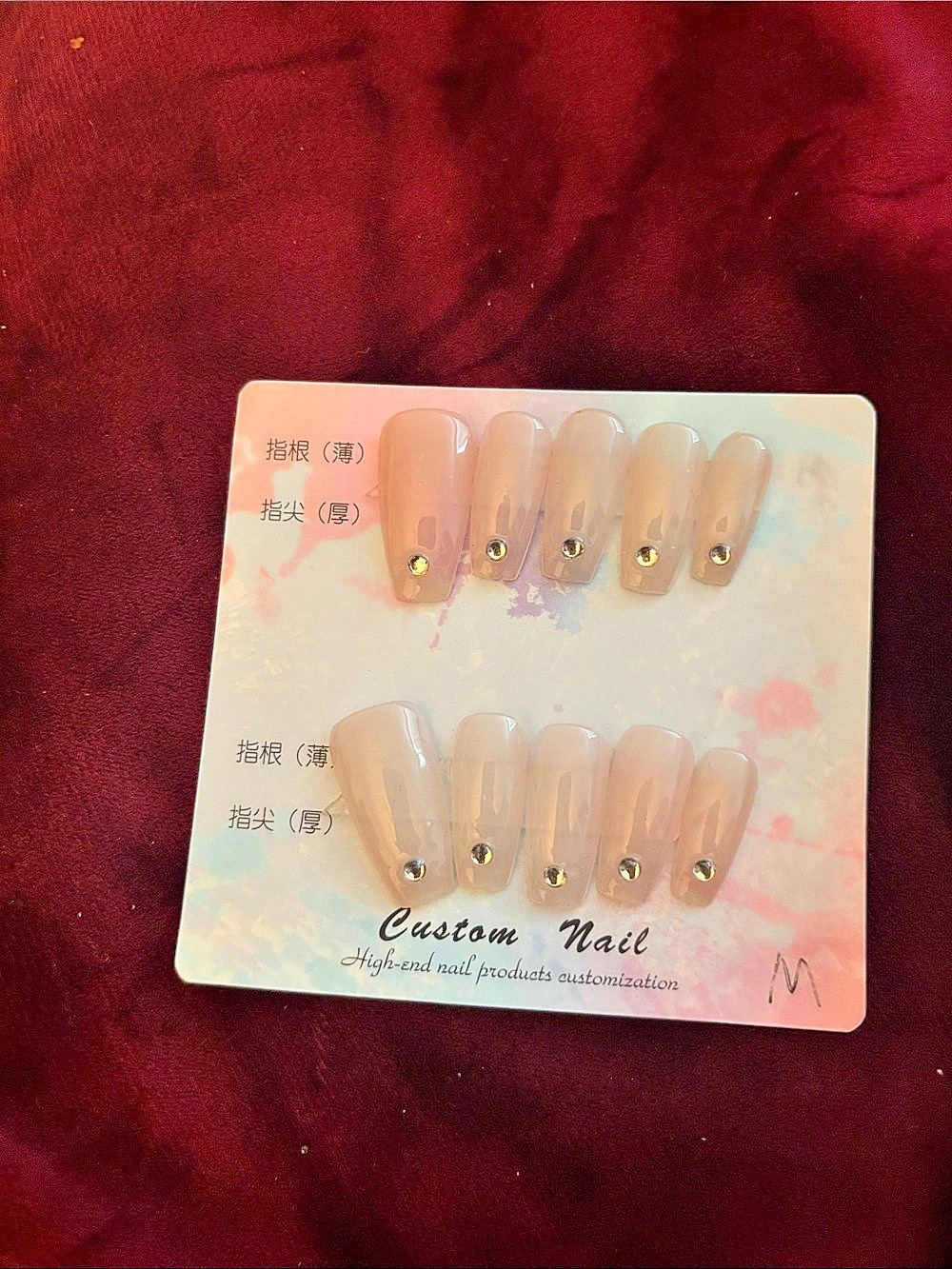 Custom Pink & Clear Press-On Nails